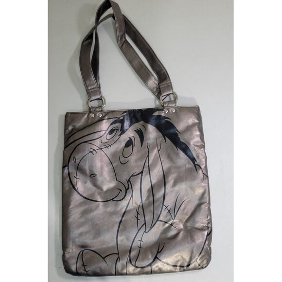 The Wonderful World of Disney Eeyore Shoulder Bag Gray Metallic Large Tote Bag - Picture 2 of 8